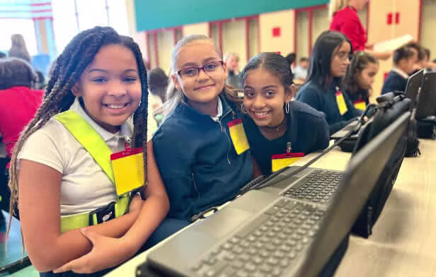 Students at computers