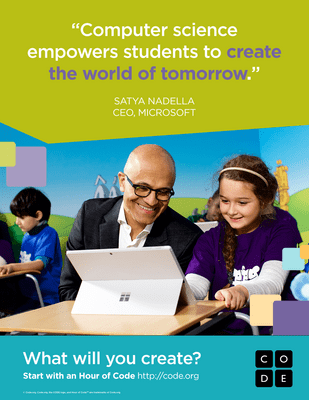 Poster of Satya about with a quote about creativity