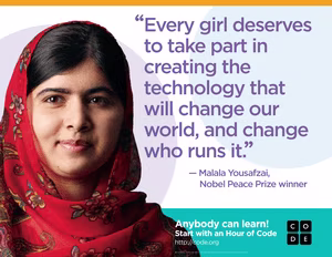 Malala with a quote