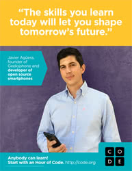 Poster of Javier Aguera with a quote